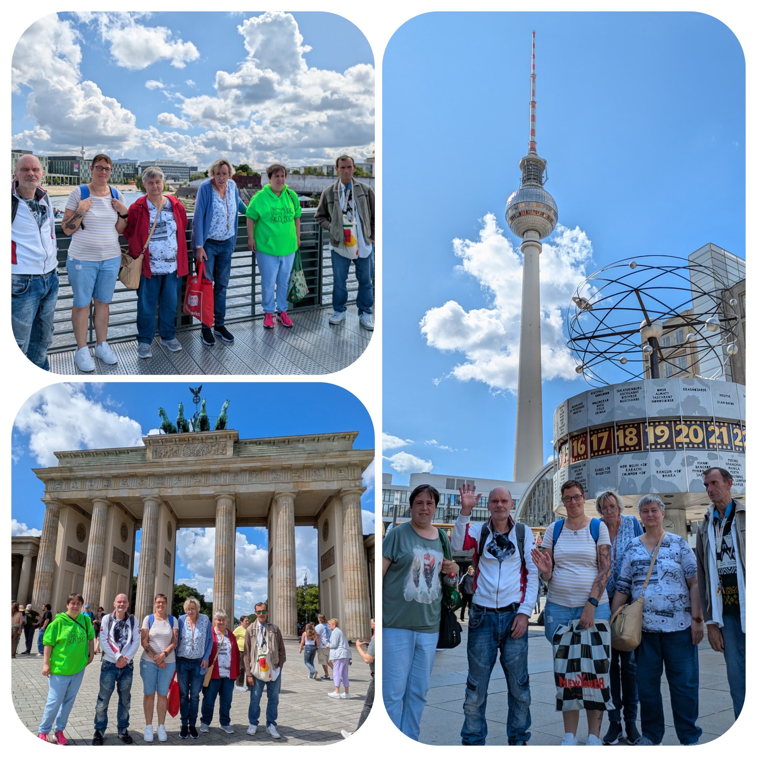 IMG-20250731-WA0009 Collage mit Fernsehturm Berlin, Brandenburger Tor und Gruppenfoto