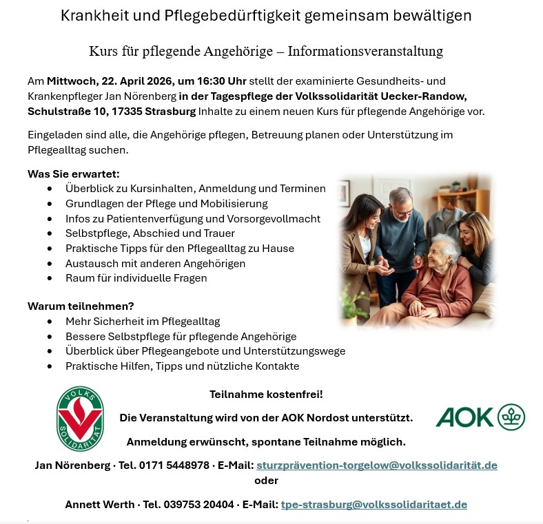 Kurs für pflegende Angehörige – Informationsveranstaltung