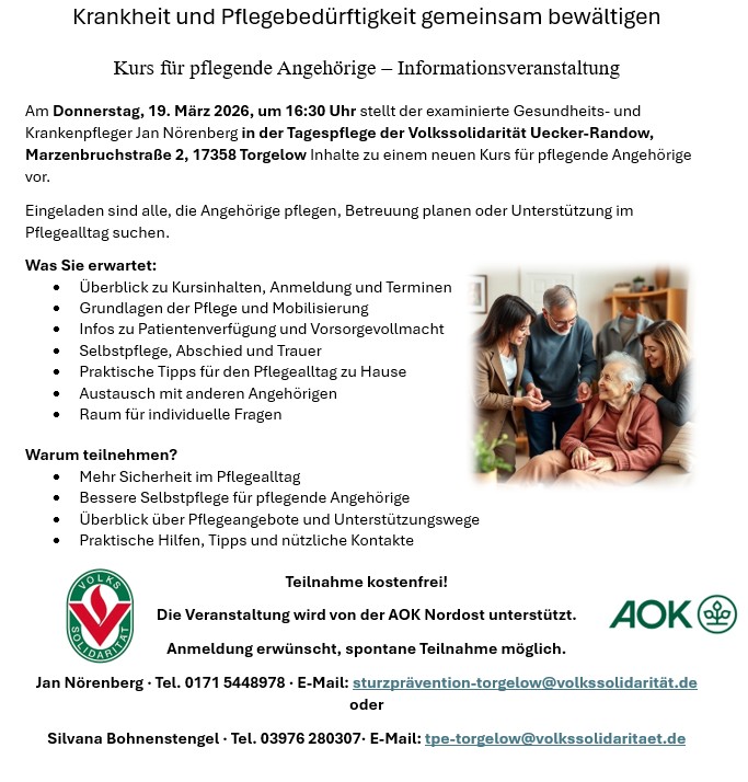 Kurs für pflegende Angehörige – Informationsveranstaltung