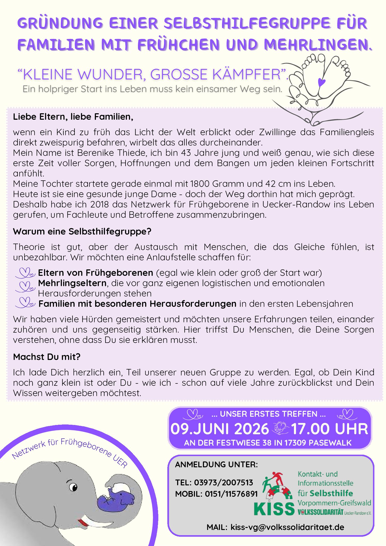 Gründung einer Selbsthilfegruppe für Familien mit Frühchen oder Mehrlingen