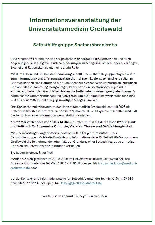 Informationsveranstaltung der Universitätsmedizin Greifswald